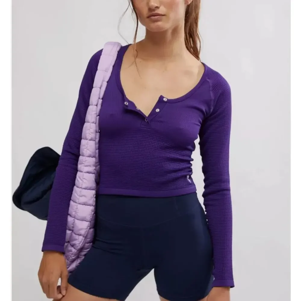 Free People Movement Purple Long Sleeve Top - Picture 4 of 5